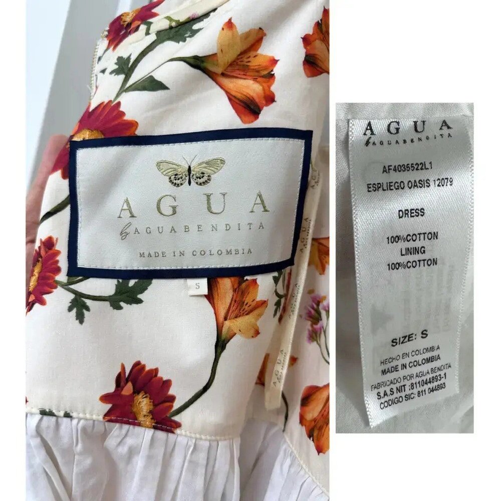 Agua by Agua Bendita Cream Maxi Dress with Red & Orange Floral Print - Picture 3 of 8